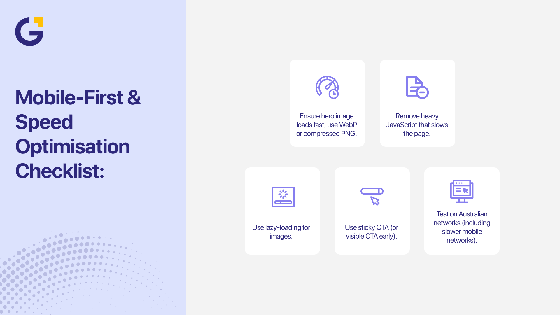 Mobile-first speed optimisation checklist