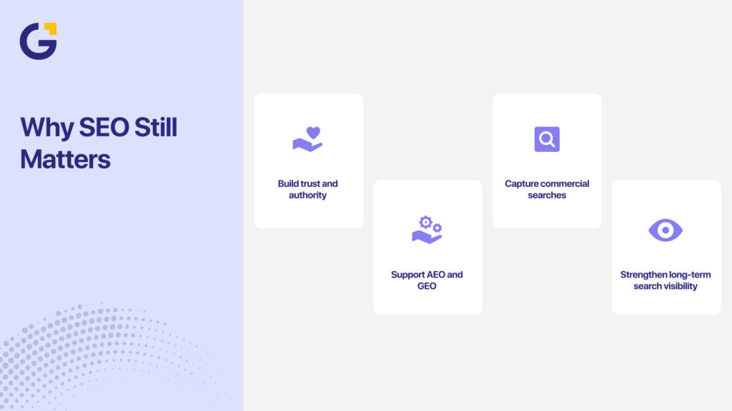 SEO AEO GEO importance for trust and search visibility