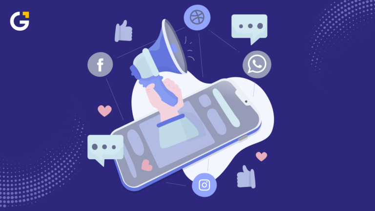 Digital Marketing Guide illustration with social media marketing icons