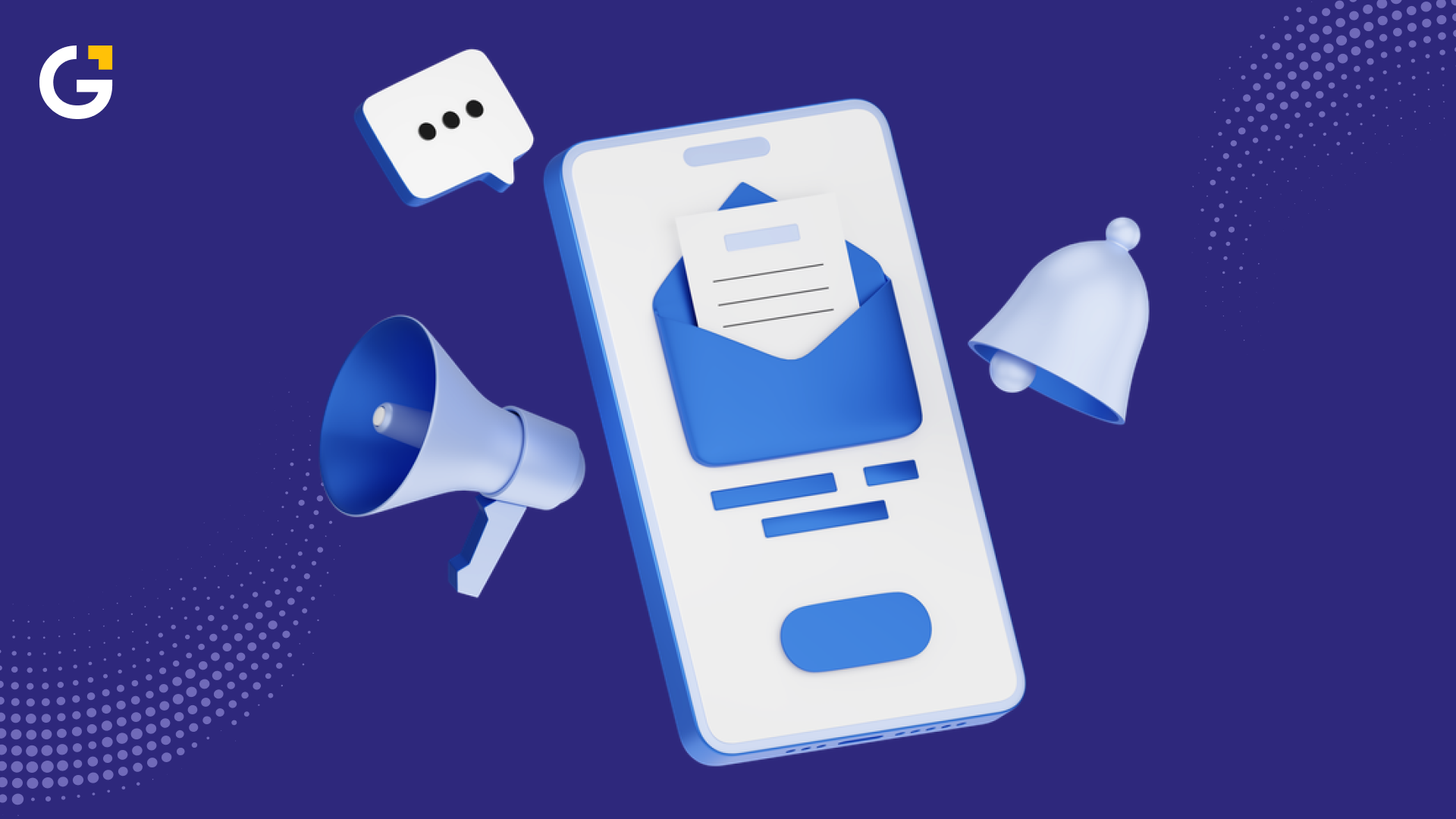 Email marketing cost illustration with mobile and notifications